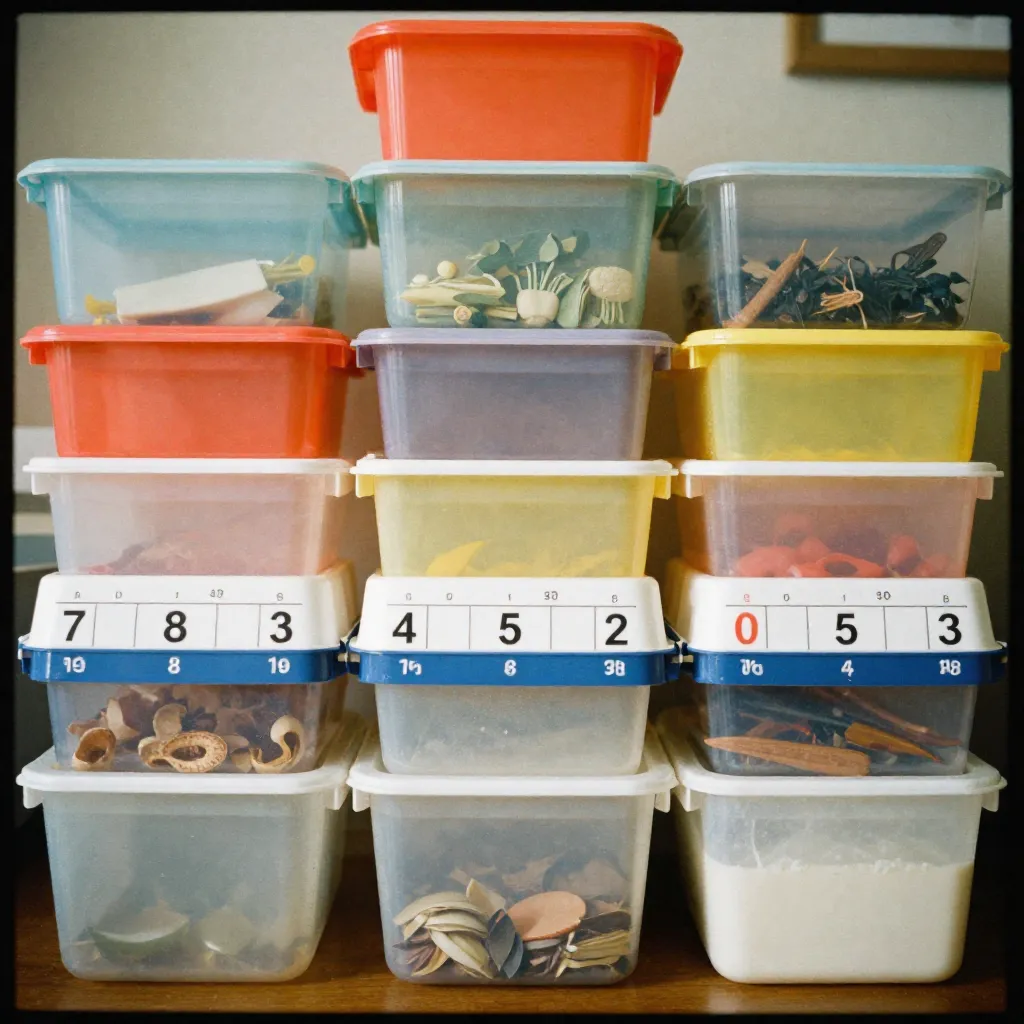 Another top-down view of organized batch cooking